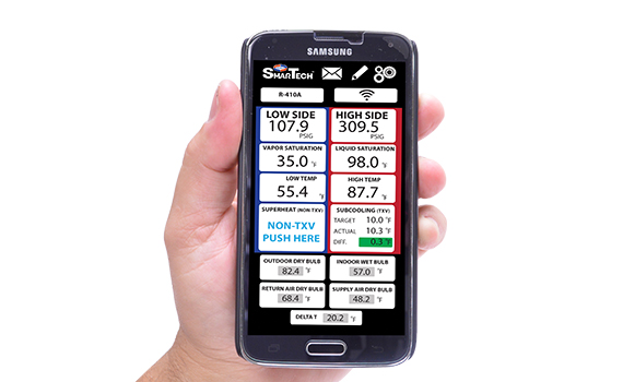 SmarTech app running on a phone in the field